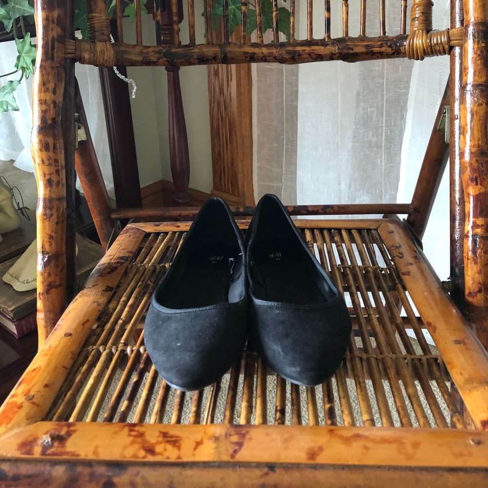 black suede pointed toe flats